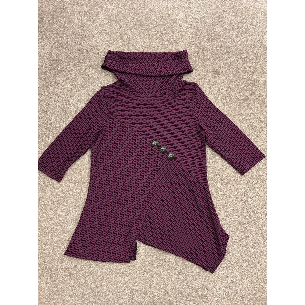 Thomas & Olivia Tunic Top Womens PM Purple Excellent Asymmetrical Cowl Neck